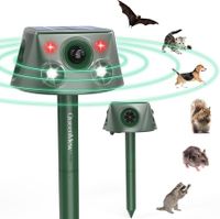 olar-Powered Ultrasonic Animal Deterrent: Repels Cats, Birds, Rabbits, Raccoons, and More