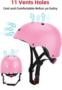 3-14 yrs Kids Helmet Pad Set with Adjustable Helmet, Knee Pads, Elbow Pads, and Wrist Guards in Pink