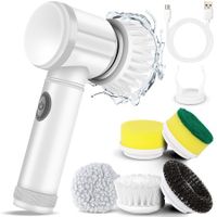 Powerful Cordless Electric Scrubbing Brush Motorized Bathroom Spin Scrubber w/5 Replaceable Heads for Bathtub Floor Wall Tile Toilet Window Sink