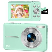 Kids Durable Digital Camera with 1080P Video Recording,16X Zoom,Compact and lightweight design (Green)