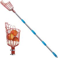 8Ft Height Adjustable Fruit Picker Tool with Big Basket,  Light Weight Stainless Steel Pole for Picking Fruits