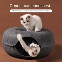 Natural Pet Nest Bed & Felt Tunnel for Cats and Small Dogs (Deep Grey)