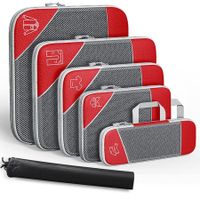 Efficient Travel Luggage Organizer 6 PCs Suitcase Compression Packing Cube-Red