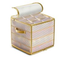 Roomy Christmas Baubles Storage Box for Up to 64 Ornaments in 4 Layers (30 x 30 x 30 cm, Golden)