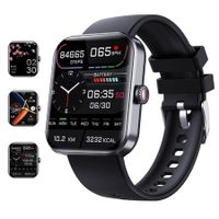 Bluetooth Sport Fashion Smartwatch with Non-invasive Glucose Monitoring - Sugar Testing, Matte Black