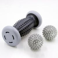 Foot Roller Massage Ball Set for Plantar Fasciitis Relief - Includes 1 Foot Massage Roller and 2 Spiky Balls (Grey)