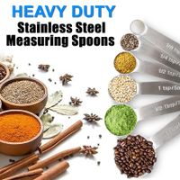 Premium 6-Piece Measuring Spoons Set with Heavy Duty 18/8 Stainless Steel Construction and Metric and US Measurements