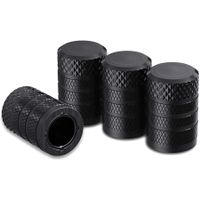 Premium Black Tire Valve Stem Caps in a 4-Pack, Made from Durable Corrosion-Resistant Anodized Aluminum for Universal Fit