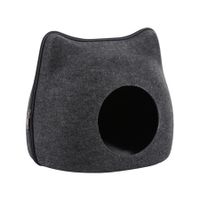 Detachable Natural Felt Cat Cave Bed: Breathable Pet Bed with Cushion in Dark Gray