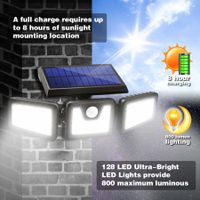 IP65 Waterproof Solar Motion Sensor Lights/Security LED Flood Light with 3 Adjustable Heads,270 Wide Angle Illumination