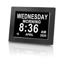 Over Size Digital Calendar Clock 8inch 17x22cm Display USB Media Player for Music Videos Pics Ideal for Seniors Elderly