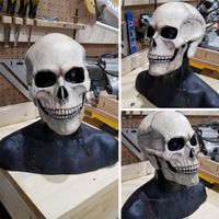 Halloween Horror Skull Mask: Realistic Full Head Helmet with Movable Jaw, Perfect for Creepy and Spooky Halloween Costumes