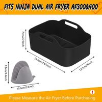 Ninja Dual Air Fryer Silicone Pot, Double Air Fryer Liners Basket for Air Fryers, Ovens, and Microwaves - Black