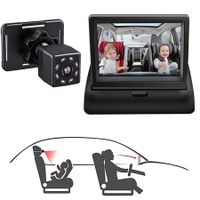 720P Clear viewing Baby Car Mirror Camera with 4.3'' HD Display for Full View Monitoring and Night Vision