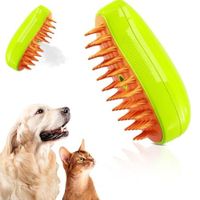 3-in-1 Spray Cat Grooming Brush with Steam, Massage, and Self-Cleaning Features Remove Tangled & Loose Hair-Green