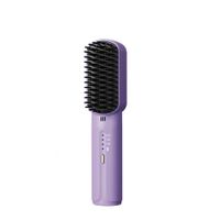 2-in-1 Cordless Hair Straightening Comb with 3200mAh Negative Ions and 3-Speed Temperature Control for Effortless Straightening(Purple)