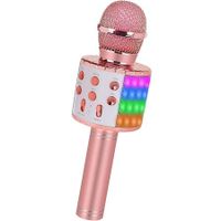 Portable Wireless Bluetooth Karaoke Microphone/Singing Karaoke Mic with Dazzling LED Lights,perfect gift for birthday(Rose Gold)