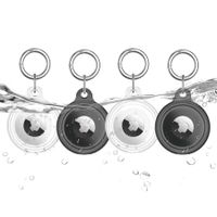 4-Pack Waterproof AirTag Keychain Holder, Tracker Case with Anti-Scratch and Shockproof Protection,Loop Key Ring, Perfect for Wallet,Luggage,Cat,Dog,Pets(white/Grey)