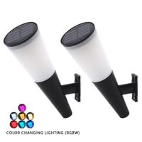 2-Pack Solar LED Torch Wall Lights with Modern Torch Design, Colorful Ambiance for Your Yard and Balcony (2-Pack)