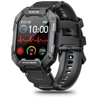 Tactical Grade Smartwatch with 1.71-inch display,Android & iPhone Compatible,5ATM water resistance,Tracks fitness,heartrate,pressure,oxygen(Black)