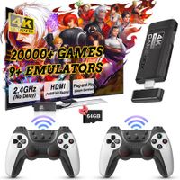 Built-in 20000+ Games Wireless Retro Game Console with 64GB TF Card, Plug and Play 4K Gaming, 9 Classic Emulators