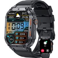 Rugged Smartwatch with Bluetooth Calling(Answer/Dial Calls), 100M Waterproof, Large 2" HD Display, 70-Day Extra Long Battery Life, 100+ Sports Modes and Fitness Tracking(Black)