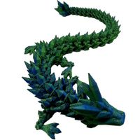 12" 3D Articulated Crystal Dragon Fidget Toy: Unique Home or Office Decor and Stress Reliever(Laser Green)