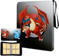 440-Card Pokemon Card Album with 4 Pockets 55 pages: PU Leather Binder for Cartoon Anime Game Card EX GX Collectors and Enthusiasts