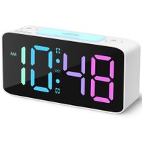 Heavy Sleepers Super Loud Alarm Clock with 7 Color NightLight, Adjustable Volume, and Dimmer(White+RGB)