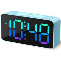 Ultra-Loud Alarm Clock with NightLight - Perfect for Heavy Sleepers and Kids (Adjustable Volume, Dimmer, Blue+RGB)