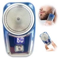 USB Rechargeable Men Electric Shaver for with Battery, Waterproof Design, and Easy One-Button Operation (Blue)