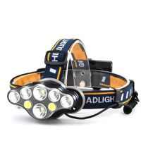 Rechargeable Headlamp: 8 LED, 18000 Lumen, Lightweight USB Headlight with 8 Modes, Waterproof for Running, Hunting, and Camping (Yellow)