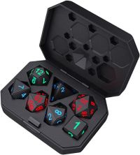 7-Piece Luminous RPG Dice Set - Rechargeable LED Polyhedral Dice with Charging Box for Board Games and Parties