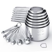 Durable Stainless Steel Measuring Cups and Spoons Set (13 Pieces) - Precision Cooking and Baking Essentials