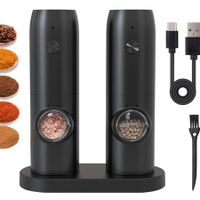 Automatic Rechargeable Electric Salt and Pepper Grinder with one-touch operation,Charging Base USB Cable,LED Light