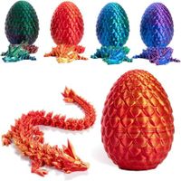 3D Printed Full Articulated Crystal Dragon in Egg with Flexible Joints: Unique and Flexible Desk Toy or Home Décor(Red)