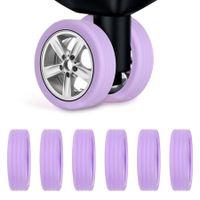 8Pcs Colorful Silicone Luggage Wheels Covers: Anti-Noise, Shock-Proof Protection for Suitcase Wheels (Carry-On and Compartment Sizes Available) - Purple