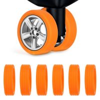 8-Piece Colorful Silicone Luggage/Suitcase Wheel Covers for Anti-Noise and Shock Proof (Orange)