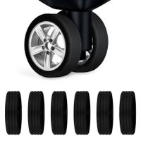 Colorful Silicone Luggage Wheel Case Covers: 8-Piece Anti-Noise Shock-Proof Protector Set(Black)