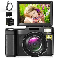 Digital Vlogging Camera: 2.7K FHD, 30MP with 3" Flip Screen and 32GB Card for YouTube, Teens, and Seniors