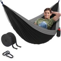 Durable 400lb Hammock: Lightweight Nylon Camping Hammock with Tree Straps and Carry Bag (Black)