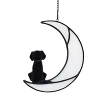 Unique Dog Memorial Gift: Stained Glass Dog on Moon Window Hanging for Dog Lovers , Perfect Sympathy Gift for Loss of Pet