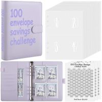 100 Envelope Challenge Binder/A5 Money Saving Budget Binder for Saving Money(Purple) Purple