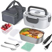 1.5L Portable Electric Heating Lunch Box Food Heater with Removable Stainless Steel Container, Versatile voltage compatibility (2200V/12V/24V) for use in cars, homes, offices