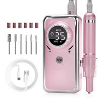 Pro Electric Nail Drill Machine with efficient nail filing & shaping 35000RPM high speed, 6 Nail Bits for Manicures and Pedicures at Home or Salon(pink)