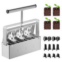 4-Cell Soil Block Maker with 2 Inch Blocks and 3 Seed Pin Sizes | Comfortable Handle for Easy Blocking in Gardens, Greenhouses, and Plant Propagation