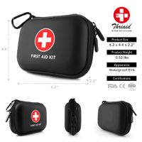 Comprehensive 100-piece First Aid Kit for minor emergencies, Water-resistant hard shell case, Compact size fits easily in backpacks/glove boxes/drawers