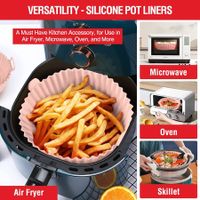 3-Pack Air Fryer Silicone Liners (Pink, Grey, Black) for 3 to 5 QT Air Fryers - Reusable Baking Trays Replace Flammable Parchment Paper