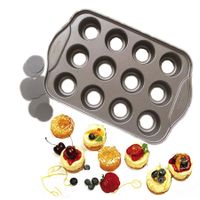 Nonstick Mini Cheese cake Pan Muffin Oven with Removable Metal Base for Baking 12 Round Cakes, Cupcakes, or Muffins