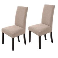 Stretch Dining Chair Covers: Set of 2 Khaki Slipcovers for Parsons Chairs